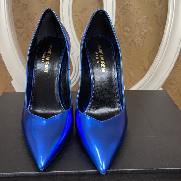 Blue metallic Saint  Laurent heels - Picture 2 of 11